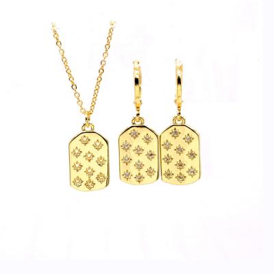 China Romantic Gold Plated Jewelry Place Design Zirconia Jewelry Sets Star Necklace Earrings for sale