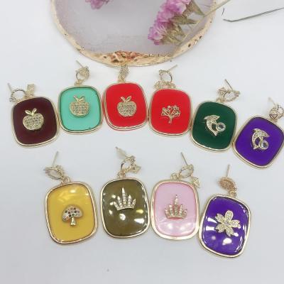 China Colorful Cute Fashion Earrings Circle Zirconia Rhinestone Stone Jewelry Earrings for sale