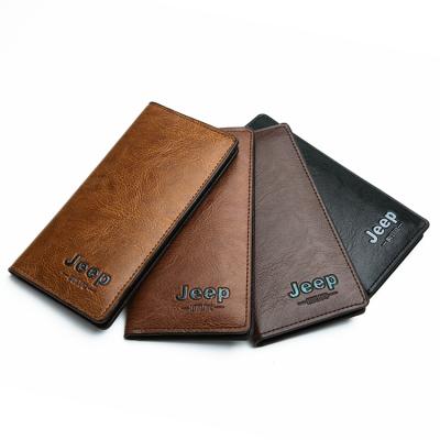 China Customized Best Selling Cheap Classic Casual Style Man Wallets Vintage PU Waterproof Long Thin Purse Can Accept Customized Logo for sale