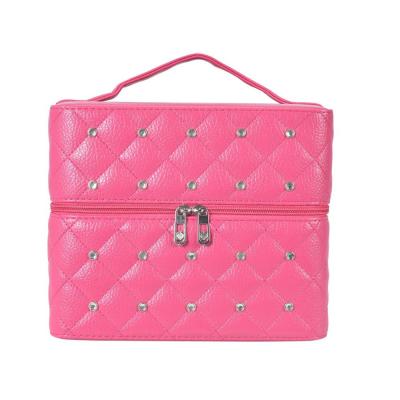 China Lady Pu Leather OEM Custom Logo Travel Makeup Cosmetics Luxury Vanity Bags Beauty Case for sale