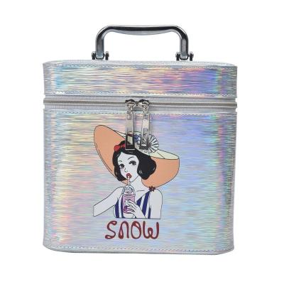 China Large Capacity Wholesale Custom Logo Printed Cosmetics Leather Storage Box Luxury Travel PU Cartoon Bags With Mirror Vanity Beauty Case for sale