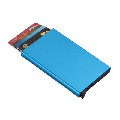 China Custom Laser Logo Business Gifts RFID Pop Up Aluminum Card Holder Wallet Credit Card Wallet for sale