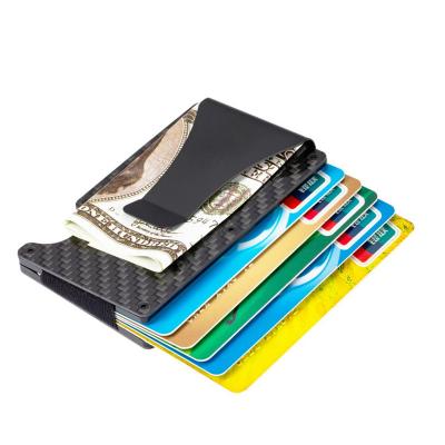 China Slim RFID Blocking Minimalist Wallet For Women Men Slim Carbon Fiber Cash Credit Card Holder for sale