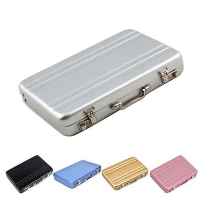 China Brand New Metal RFID Business ID Credit Card Holder Mini Suitcase Business Bank Card Holder Box Cash Box Organizer for sale