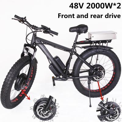 China Electric Bicycle 48v30ah2000w*2 Electric Snowmobile Mountain Bike Aluminum Alloy Frame Front And Rear Dual Aluminum Alloy Motors for sale