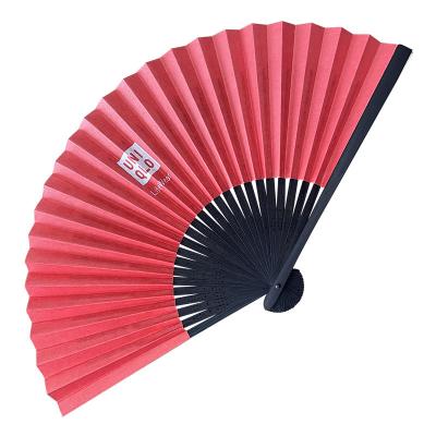 China Promotional Europe Advertise Bamboo Fabric Fan With Logo Printing As A Gift for sale