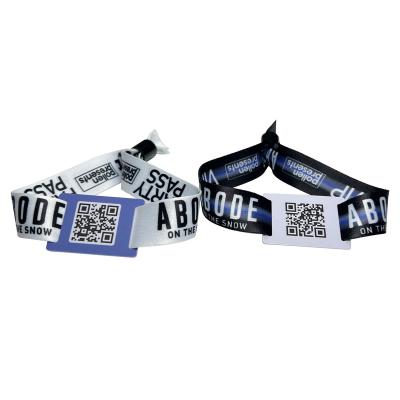 China Woven customized rfid id tag woven wristband for festival event entrace with printing logo for sale