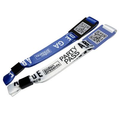 China Music Festival RFID Tag Woven Wristband With Custom Logo Printing For Ticket for sale