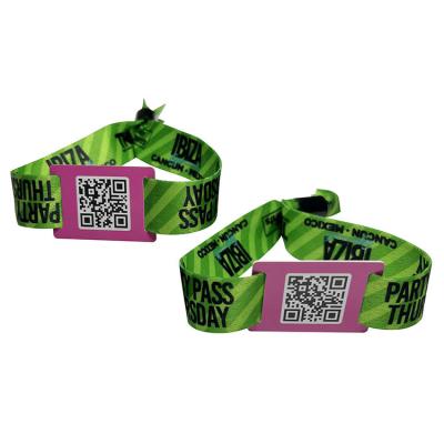 China Park Event Entrance RFID Tag Fabric Woven Wristband With Mifare 1k s50 Tag for sale