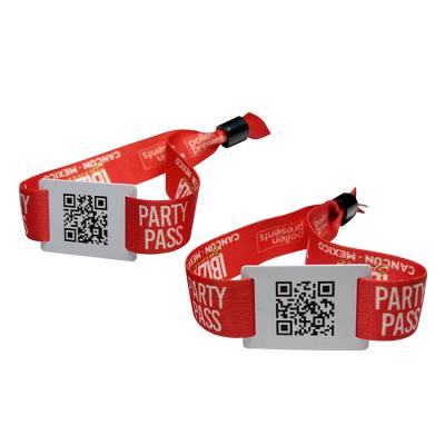 China Security Access Control Fabric Rfid Tag Ticket Wristband Woven Wristband For Event for sale