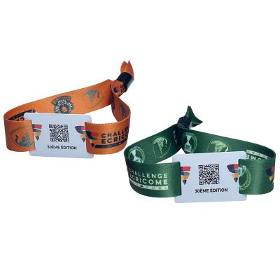 China Park Entrance Woven RFID Woven Wristband Woven ID RFID Tag Adjustable Wristband for sale