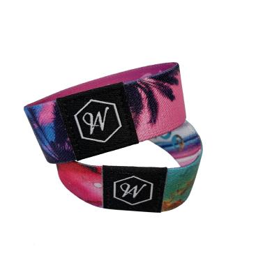 China Woven Customize Elastic Logo Wristbands For Event , Full Color Printing Wristbands For Party for sale