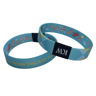 China Popular Woven Customize Size Fabric Wristbands With Jacquard Logo For Club for sale