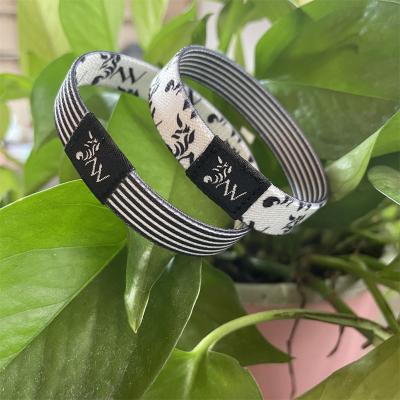 China Woven Customize Two Sides Printing Elastic Fabric Wristband Printing With Logo And Text for sale