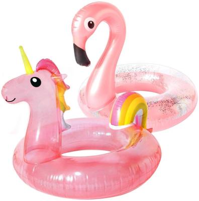 China Low Price PVC Flamingo Unicorn Tube Ring PVC Cartoon Wholesale Outdoor Inflatable Floating Safe Swimming Circle for sale