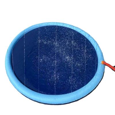 China Kids Inflatable Play Mat Dog Splash Sprinkler Portable Outdoor Blue Dog Water Pad for sale