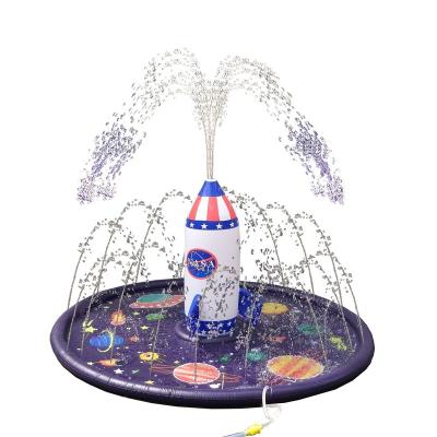 China Custom Foldable Sprinkle Play Mat Inflatable Water Splash Mat PVC Rocket Shape Sprinkler Safety Splash Pad For Kids for sale