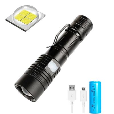 China Portable High Power Zoomable LED Flashlight P50 USB Zoomable Camping Torch Torch Flashlight Led Flashlight With Clip for sale