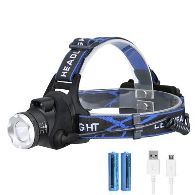 China Outdoor Emergency Camping Head Lamps Zoom Adjustable 18650 Headlight Torch Lamp USB Rechargeable Head Light LED Headlight for sale