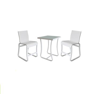 China Eco-freindly With Tempered Glass Top Mesh Sling Bar Stool And Outdoor Bar Table Set for sale