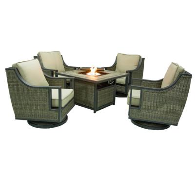 China Good Quality Marble Contemporary Design Outdoor Fire Pit Table Patio Garden Furniture Dining Sets With Wholesale Price for sale