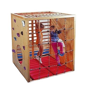 China Wooden Cube House Kindergarten Playground Indoor Games Grade Cheap Wooden Climber For Toddlers for sale