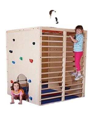 China Kindergarten Kids Gyms Climber Indoor Playground Set Wooden Playground Climbing Playhouse for sale