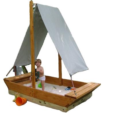 China Kindergarten Wooden Pirate Sandbox Boat For Toddlers Hot Sale Wooden Pirate Sand Boat For Baby Kids To Play for sale