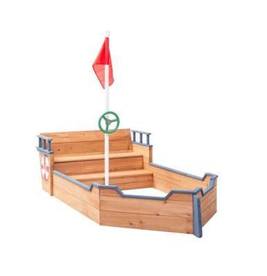 China Kindergarten Hot Sale Wooden Pirate Sand Boat For Toddlers Play Outdoor Activity High Quality Wooden Pirate Ship Boat For Baby for sale