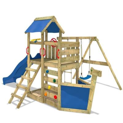 China Outdoor Kindergarten High Quality Wooden Pine Equipment Set For Kids Wood Climber And Slide For Toddlers for sale