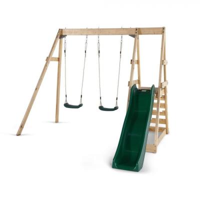 China Kindergarten Wooden Swing Slide Set For Toddlers Popular Wooden Outdoor Playground Equipment For Amusement Park for sale