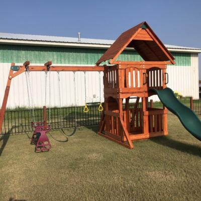 China Good Price Kindergarten Wooden Swing Set With Slide For Backyard Outdoor Playground High Quality Wooden Slide For Sale for sale