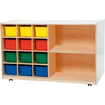 China Best Selling Modern Colorful Wood Cabinet Storage Unit Wooden Storage For Kindergarten Children for sale