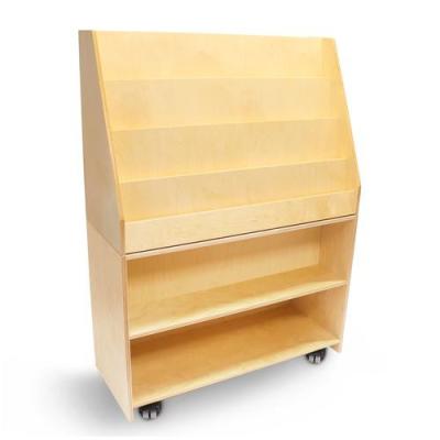 China Modern Movable Wooden Bookcase Shelf Wooden School Furniture For Toddlers Below 7 Years Old for sale