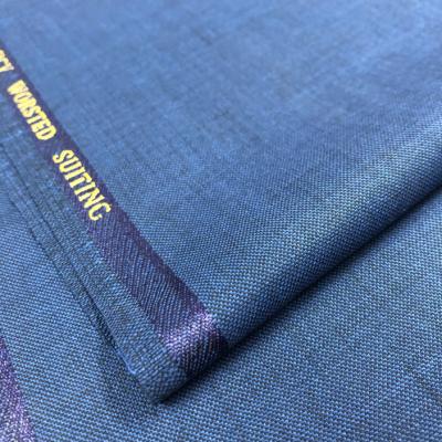 China Bright blue anti pill sharkskin in regular ready stock for men's suit 30%wool worsted merino wool in china factory for sale