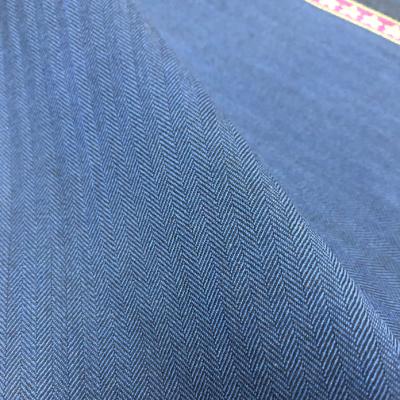 China Anti Pill Blue Herringbone For Stock Ready In 50% Merino Wool Mens Worsted Suit Fabrics In China Factory for sale