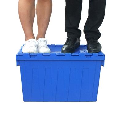 China Solid Box Stackable Plastic 25L45L65L70L130Lclothing Laundry Moving Reusable Logistics Delivery Shipping Container for sale