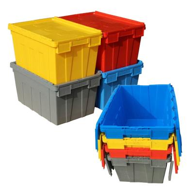 China High Quality Solid Box HDPE Crate Stack and Nest Trunk Square Folding Solid Plastic Mobile Shipping Crate for for sale