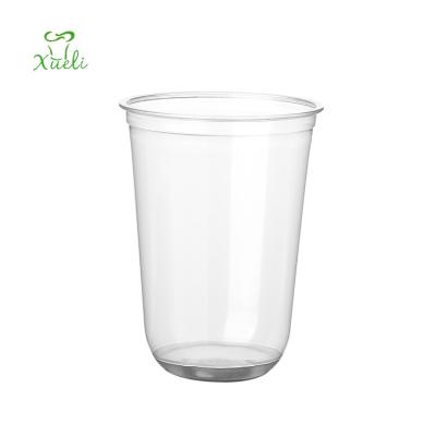 China Custom China single wall factory logo bubble tea cup 16oz 500ml 24oz 700ml U shape plastic cup with thick lid smoothie milk tea boba cup for sale