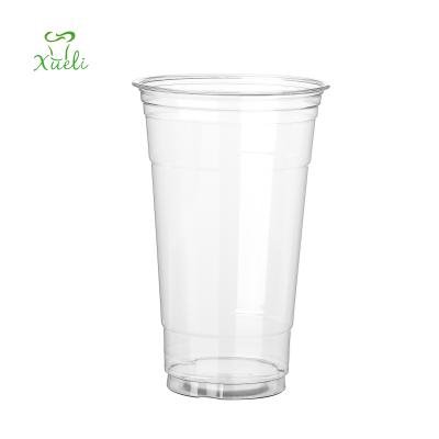 China Disposable To Go For Iced Coffee Bubble Boba Tea Smoothie PET 24 oz 660ml PET Plastic Slush Yard Ice With Flat/Dome Lids for sale