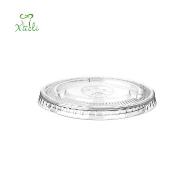 China Non Spill 74mm PET Flat Cup Lid Clear Plastic Cup Lid for sale