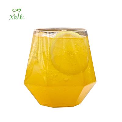 China Viable Crystal Clear Plastic Eco-Friendly Wine Glasses12oz Polygon Wine Glass Factory Supply Directly PET Cold Beverage and Wine Cup for sale