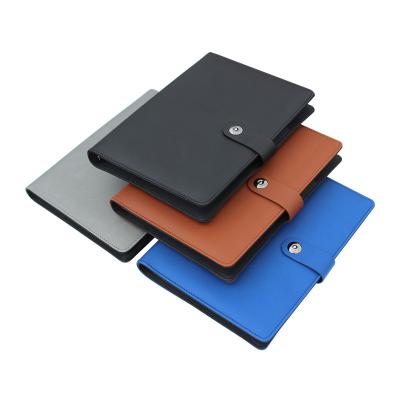 China 2021 New Arrivals Multicolor Eco-friendly Paper A5 PU Leather Diary Notebook With Power Bank For Business for sale