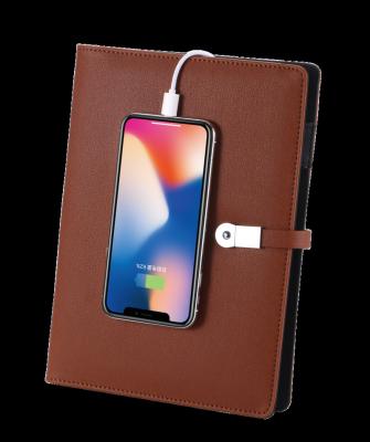 China Hot Selling Phone Power Bank Charging Notebook With USB Flash Drive PU Leather A5 Powerbank Custom Diary For Office Business for sale