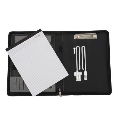 China A4 Phone Power Bank PU Folder Filler Leather Folder with Phone Holder Power Bank and USB for sale