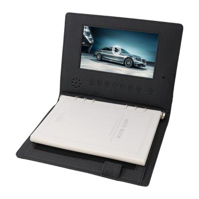 China 2022 Hardcover PU Leather Notebook with16GB Video 7 Inch Screen 8000mAh Powerbank Rechargeable Wireless Cable Diary for sale