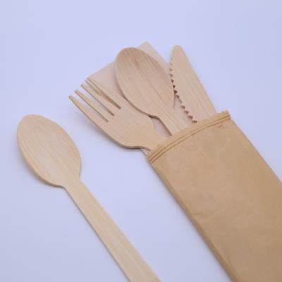 China Hotel Restaurant Home Disposable Lunch Kit Outdoor Flatware Set Custom Bamboo Cutlery for sale