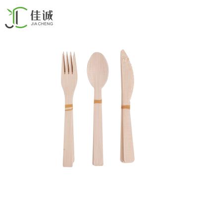 China Wholesale Custom LOGO Disposable Bamboo Kitchen Knife Viable Travel Cutlery Fork Spoon Set for sale