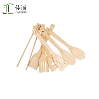 China Sustainable Environmentally Friendly Reusable Accessory Bamboo Kitchen Utensil Set for sale