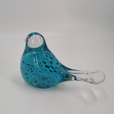 China New Design Europe Decoration Blue Bird Crafts High Quality Custom Home Clear Glass Art Ornaments for sale